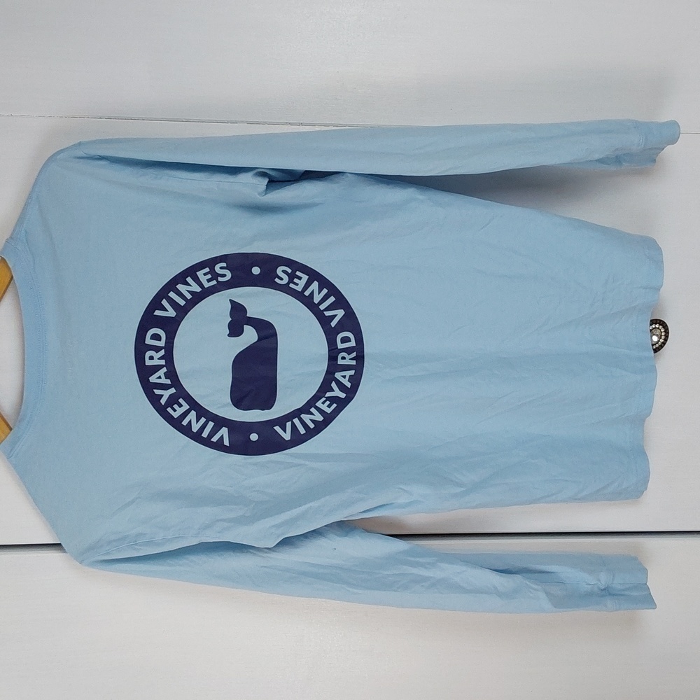 Vineyard Vines| Womens Blue Longsleeve Chest Logo Shirt Spell Out Sz.XS